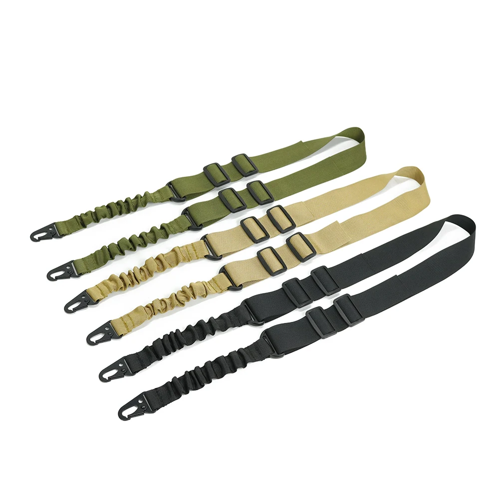 Tactical 2 Point Elastic Bungee Sling Gun Shoulder Strap Gun Sling with Metal Buckle Hook Belt Gun Rope