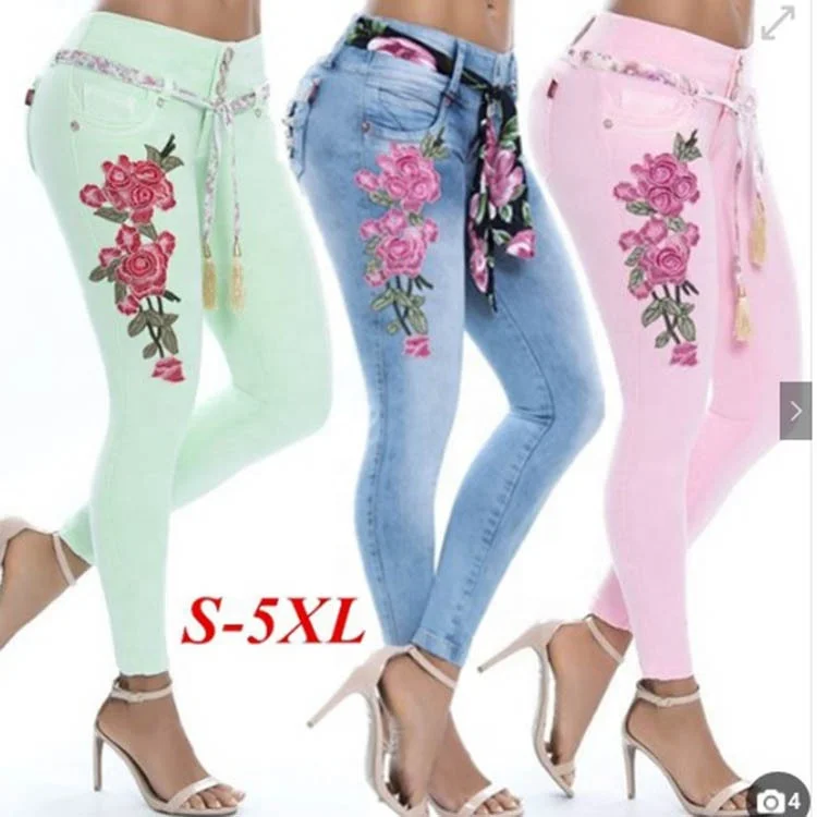 

Hot High Waist Jeans Female Blue Denim Pencil Pants Stretch Waist Women Jeans Plus Size Pant, 2 dark blue, -1 blue whiskers, -3 dark blue
