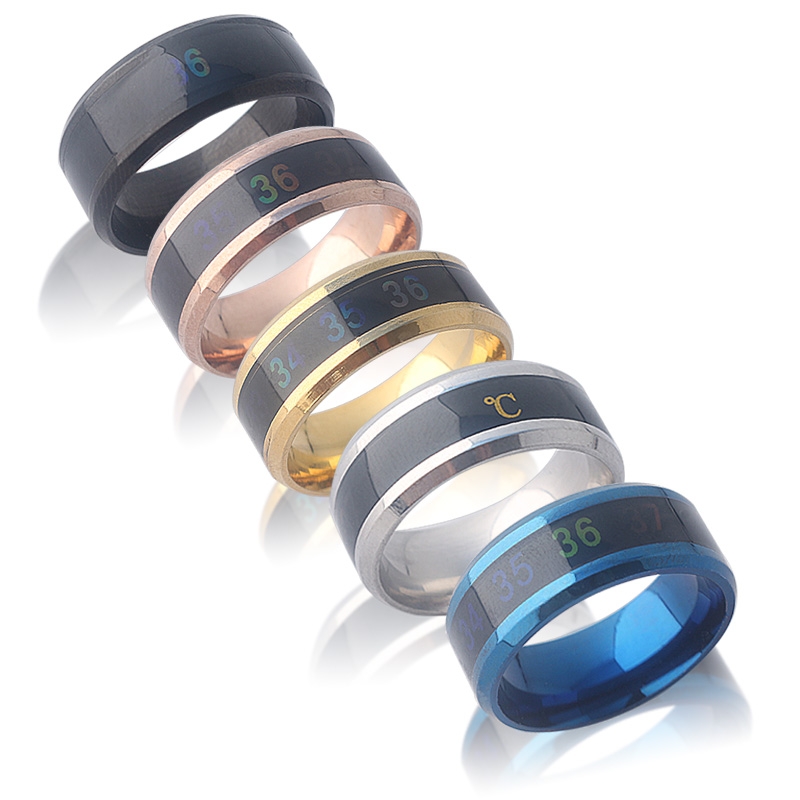 

Shape Design Creative Titanium Steel Fahrenheit Feeling warm mood Temperature couple ring, Picture color