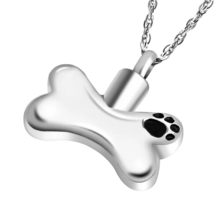 

Stainless Steel Ashes Jewelry Bone Pendant Pet Cremation Urn Necklace, Silver