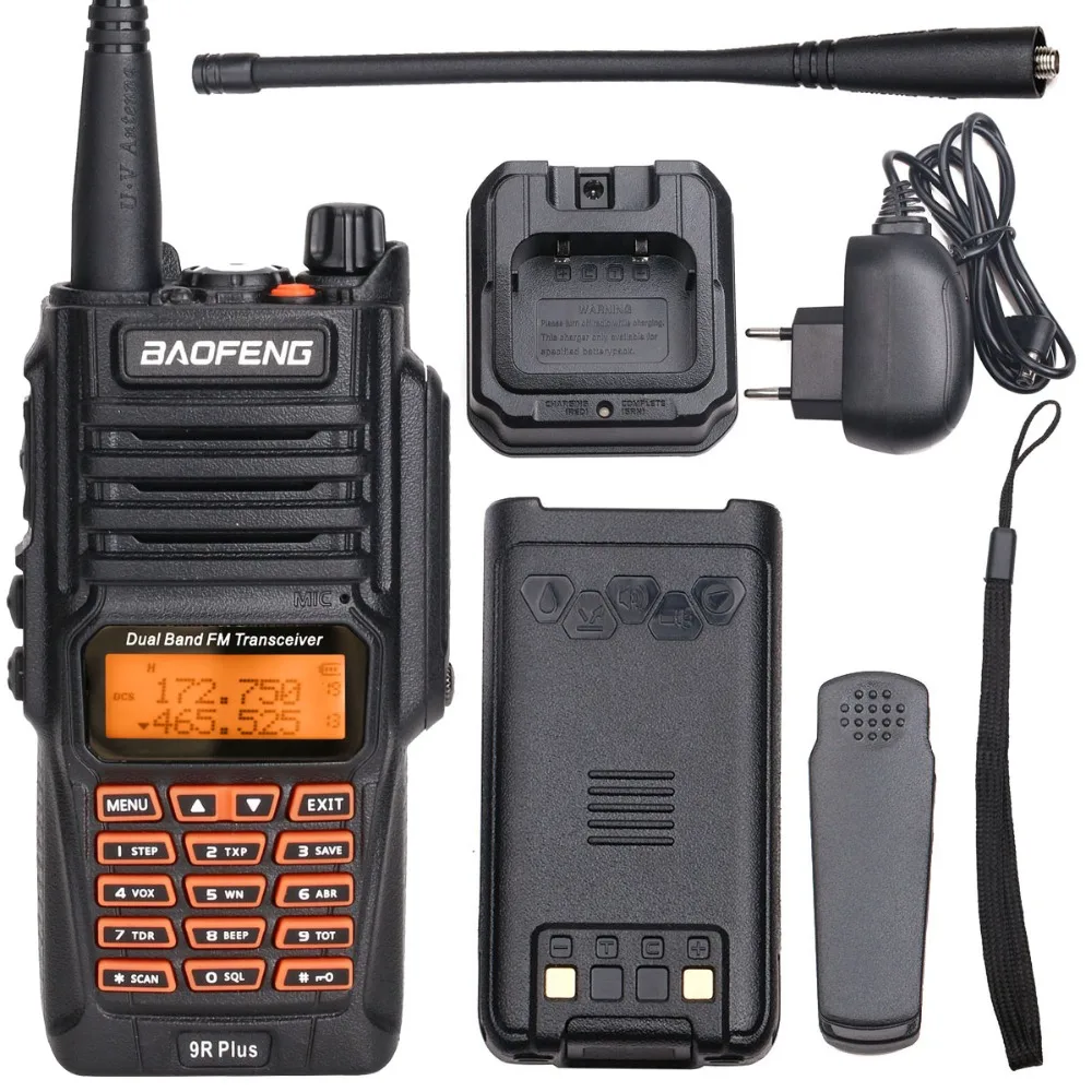 

Baofeng UV-9R Plus Waterproof IP68 CB Radio Station Portable Ham Two Way Radio UHF/VHF Dual Band Handheld Walkie Talkie, Black walkie talkie phone