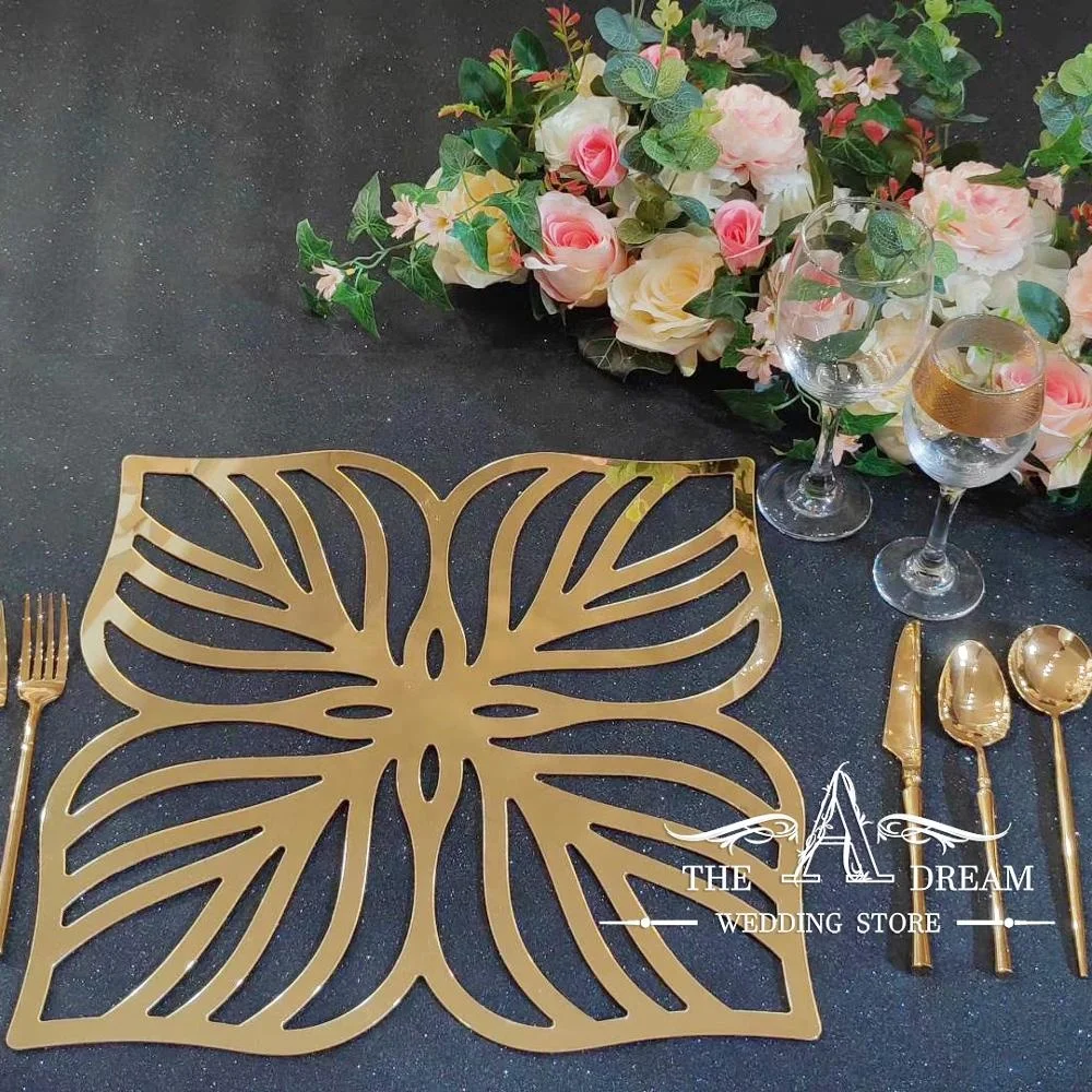 Golden Mirror Placemats For Banquets Luxury Table Setting Golden