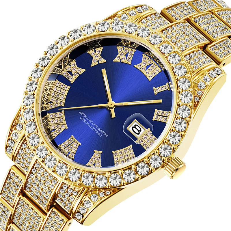 

Men's Watches 2020 Modern Diamond Waterproof Red Watch Men Top Brand Luxury 18k Gold Man Analog Quartz Watch