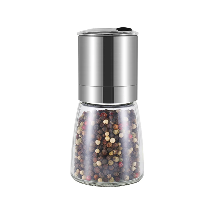 

18/8 stainless salt and pepper mill ceramic adjustable refillable with ceramic core manual salt and pepper glass bottle, Customized color