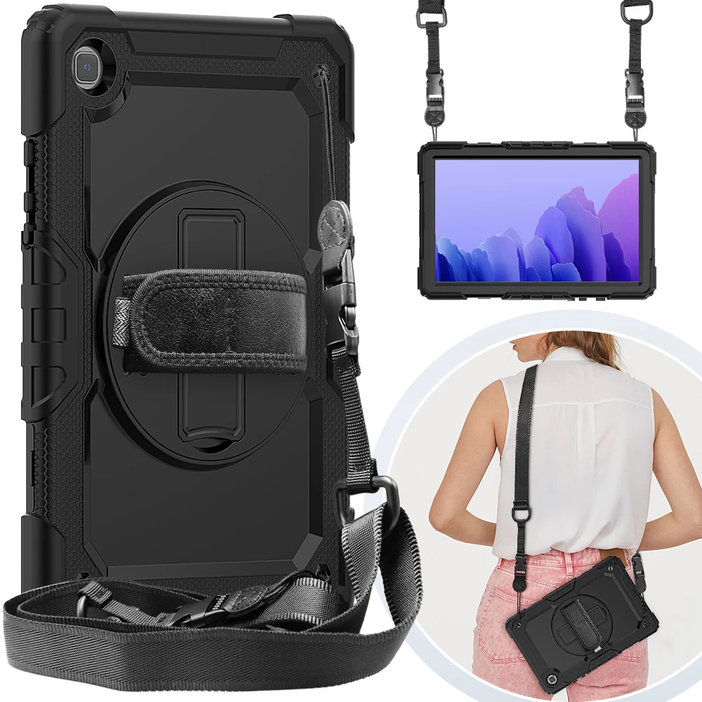 

360 Rotation Hand Strap&Kickstand Silicone Tablet Case for Samsung Galaxy Tab A7 10.4 Case 2020 T500 T505 T507 Protective Cover
