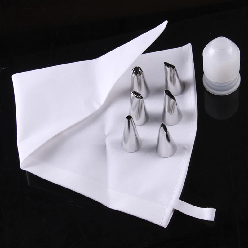 

8-piece Set Cake Decorating Supplies Cloth Icing Piping Cream Pastry Bag Stainless Steel Cake Icing Tips Set Cake Tools