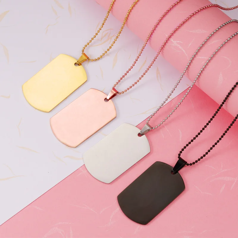 

Jewelry Factory Wholesale Custom Stainless Steel Pure Blank Pendant Necklace Can Be Engraved For Hip Hop Trendy People