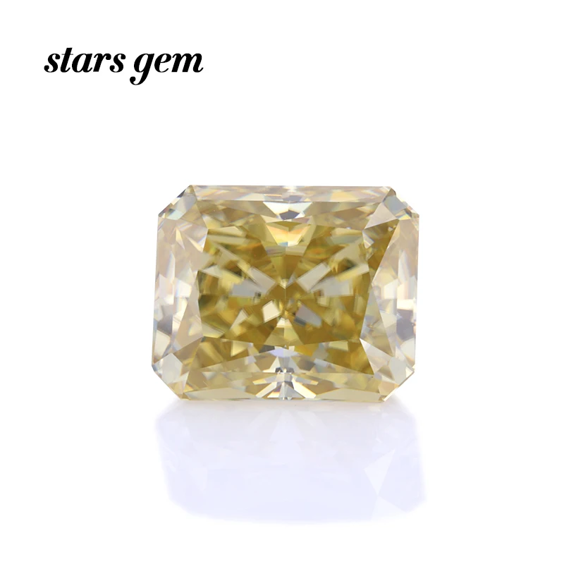 

starsgem wholesale price radiant crushed ice cut 9x7mm 2.5 carats yellow moissanite gemstone