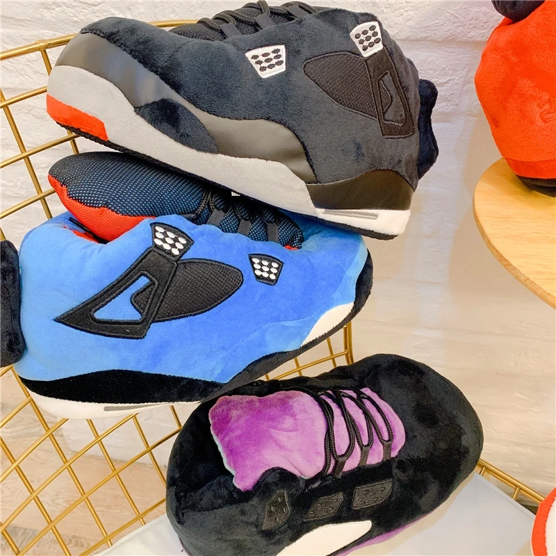 

New Design Indoor cute plush jordan yeezy Slippers for women kids, As picture