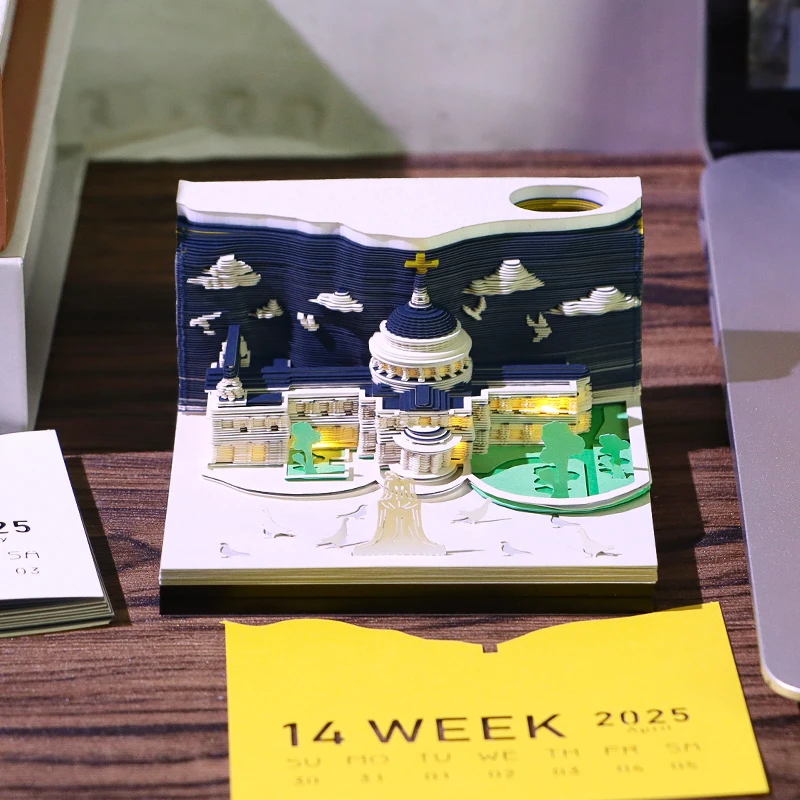 3D Memo Pad Custom Note Pad St.Paul's Cathedral Desk Calendar Church Building Notepad Paper Art Bookmarks Stationery Gift Items