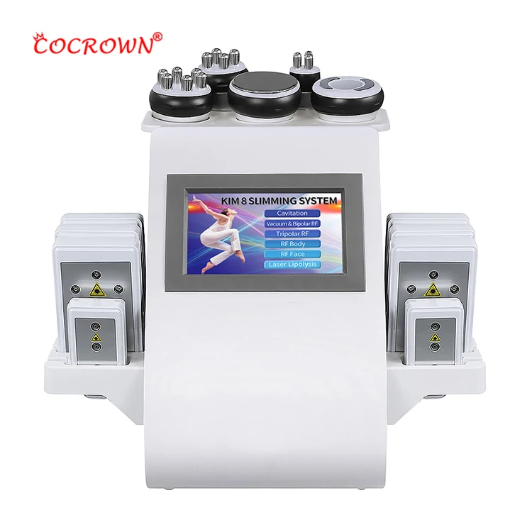 

6 In 1 Vacuum 40K Cavitation Rf Lipo Laser Kim 8 Slimming System Rf Lipolaser Cavitation Machine, White