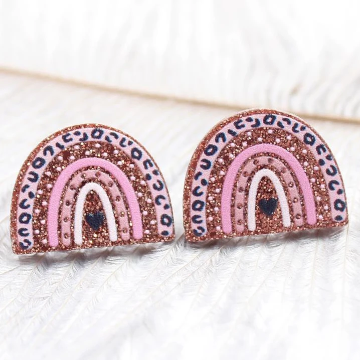 

ERS381ST066 brown Rainbows Stud Earrings Holiday Jewelry Stud Earring Acrylic Earrings