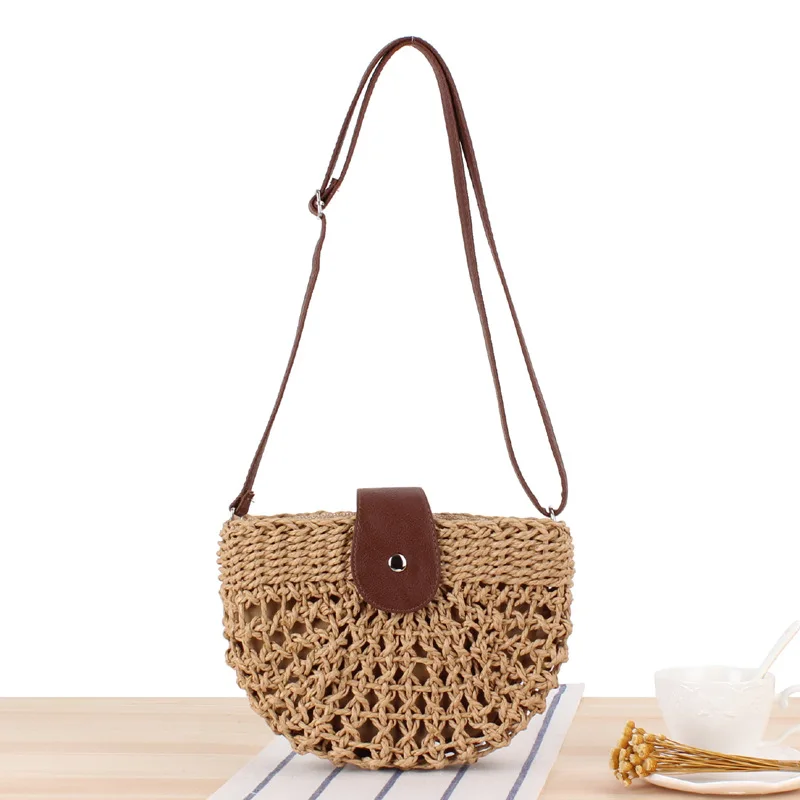 

High quality ethnic straw beach women weave sector all-match crossbody shoulder bag