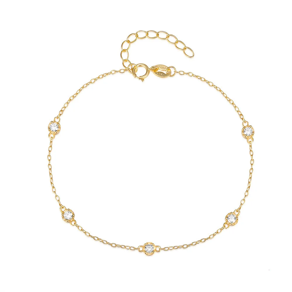 

simple 925 sterling silver multiple diamond zircon classic spacer drill gold plated bracelets for women