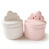 Creative design round ceramic jewelry box white cloud shape pink personalized porcelain trinket box