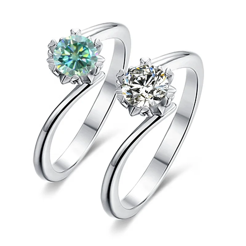 

Drop Shipping White Gold Plated 925 Sterling Silver Heart Shaped Claw Engagement Moissanite Diamond Silver Jewelry Ring