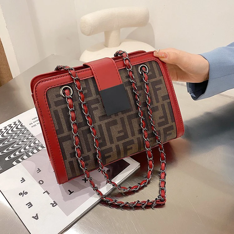 

Classic Design Women Hand bags High Quality Shinning Chain Wide Strap Handbags Trendy Handbags For Ladies, 3colors