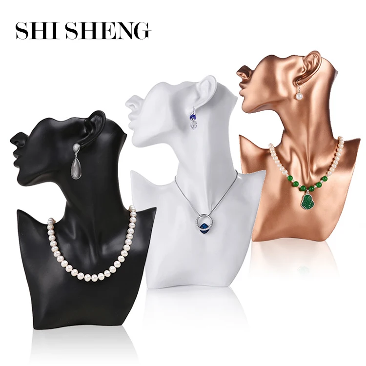 

SHI SHENG Hot Selling Earring Stand Display Bust Body Mannequin Jewelry Display for Earrings Necklace, Black/white/gold/blue
