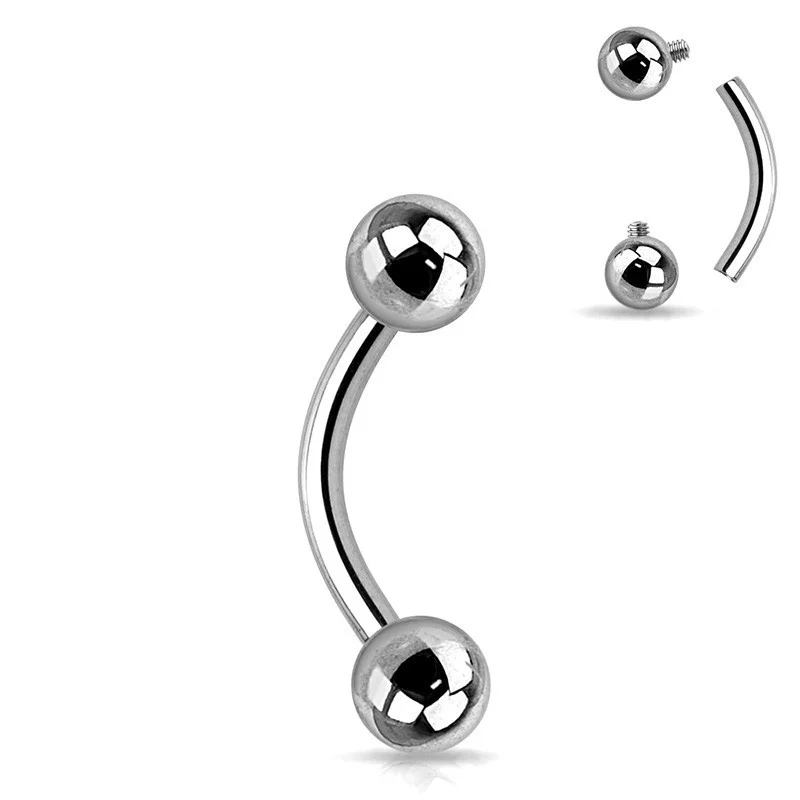 

Hot Sales Internal Thread Curved Barbell With Balls Piercing Titanium Body Eyebroe Simple Jewelry