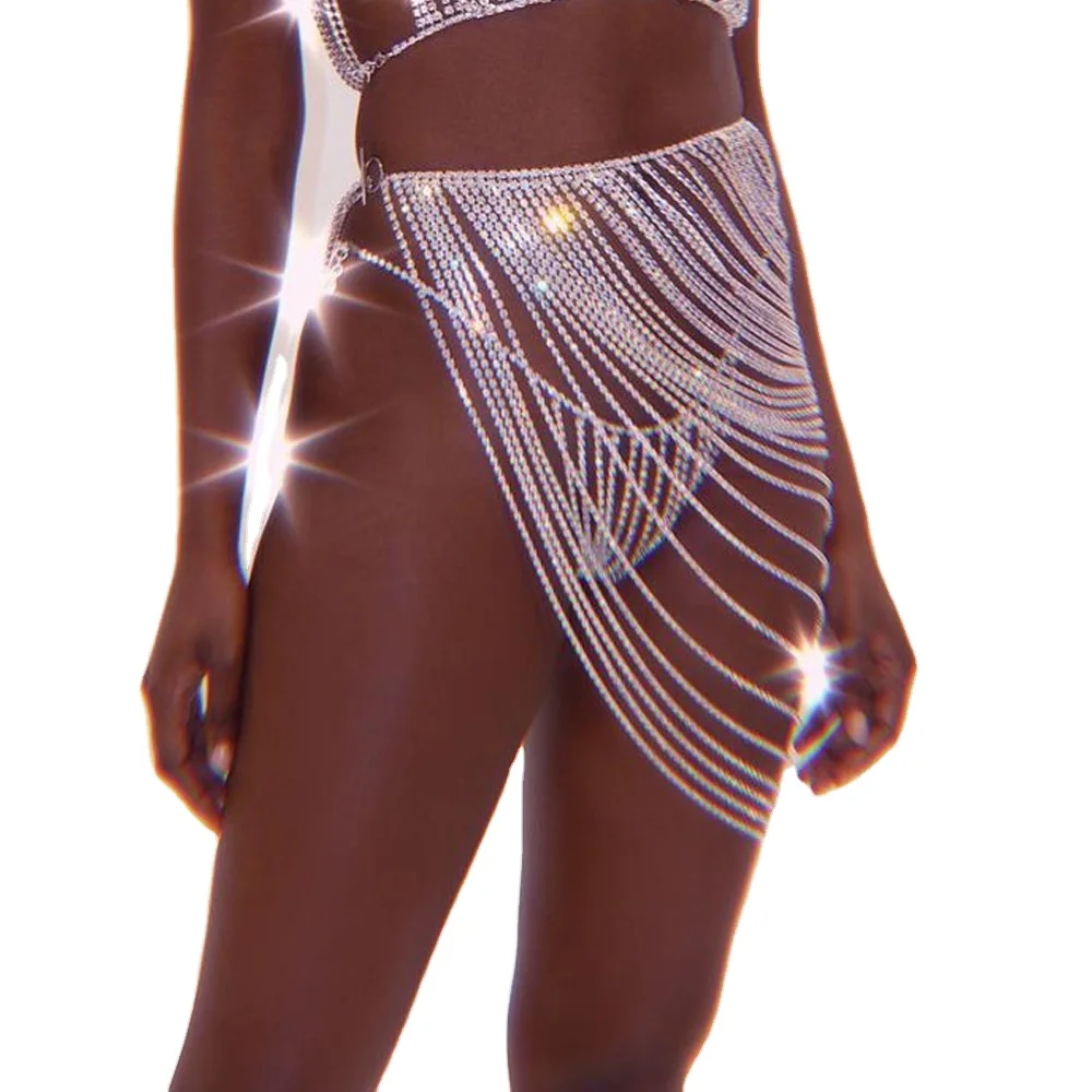 

High-End Sexy Rhinestone Skir Diamond Body Chain Sexy Body Chain Body Chain Dresses, Customized color