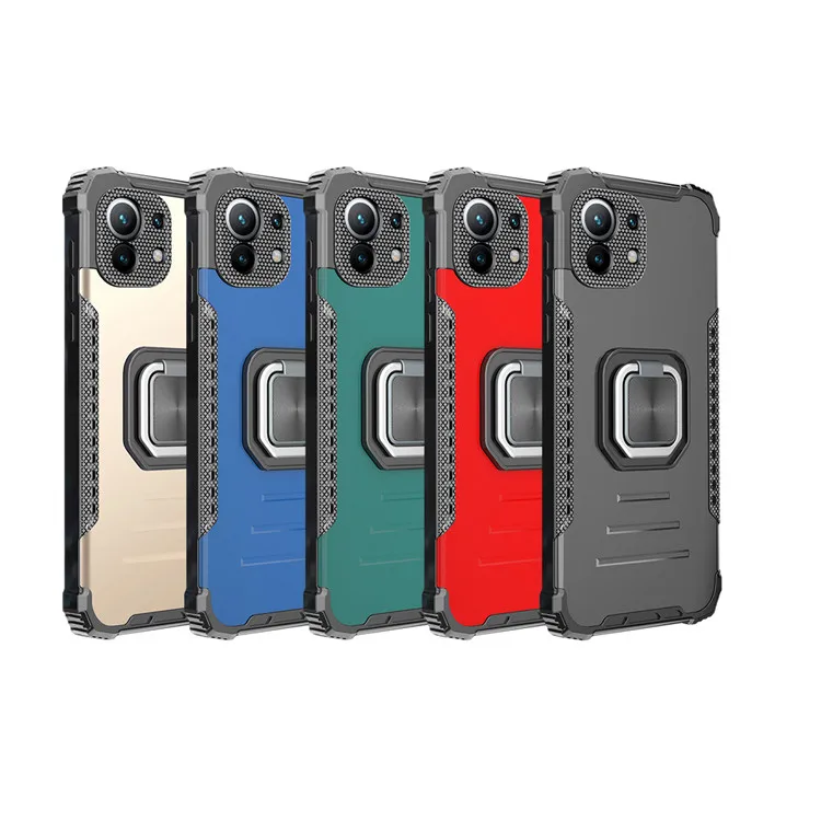 

Armor Flexible Finger Ring Phone case multi-functional combination comprehensive protection Cover case For Xiaomi 11 11i Poco F3, 5 colors