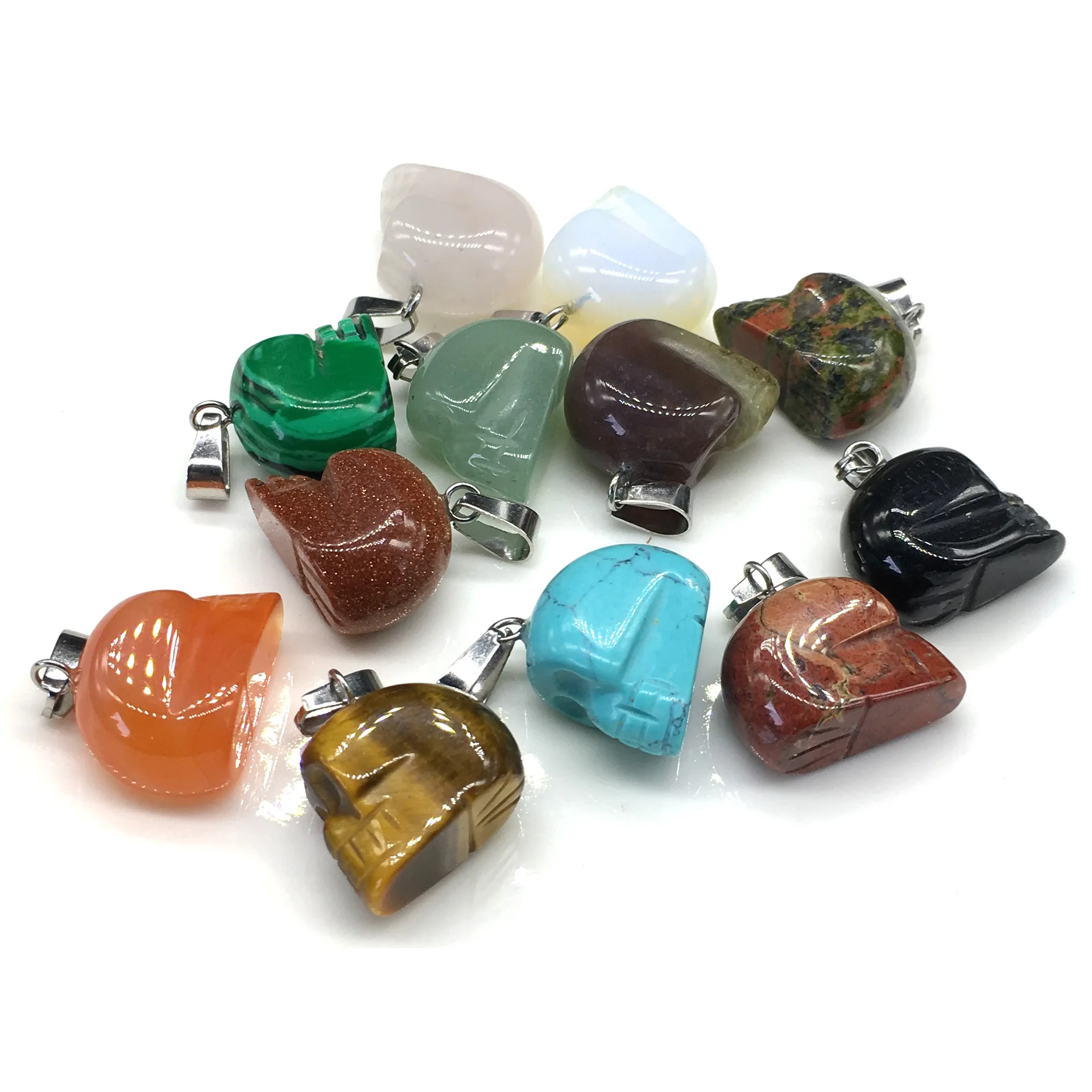 

Natural Stone Craved Skull Shape Gemstone Jewelry Wholesale New Cool Pendants For Gift