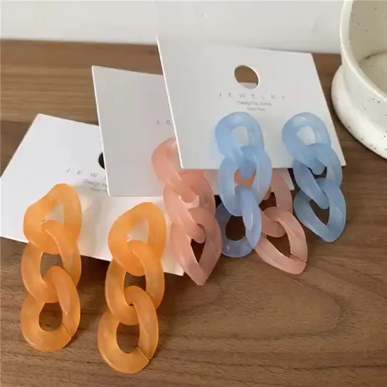 

Party Jewelry for Women Personality Candy Color Girl Geometric Acrylic Chain Earrings, Colorful