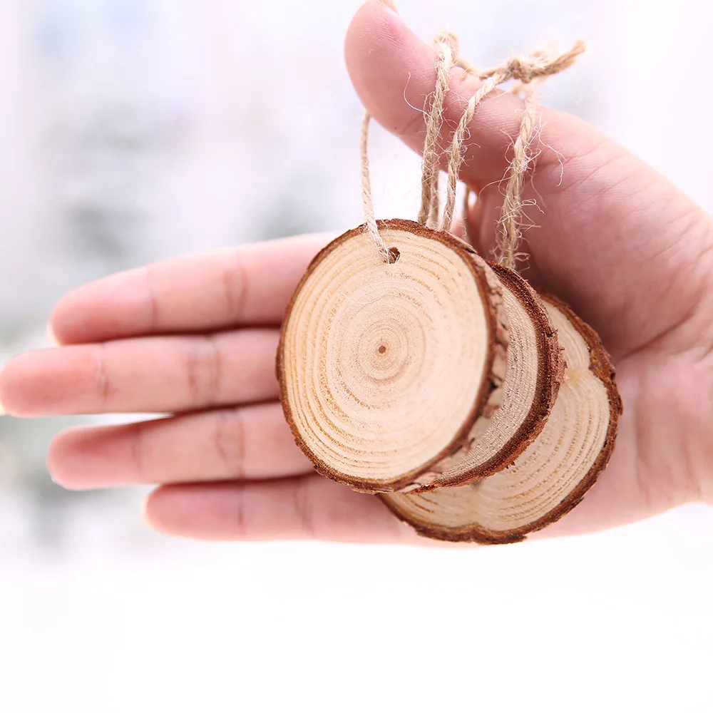 Decorative Unfinished Natural Round Wooden Pine Circles Slice Pieces