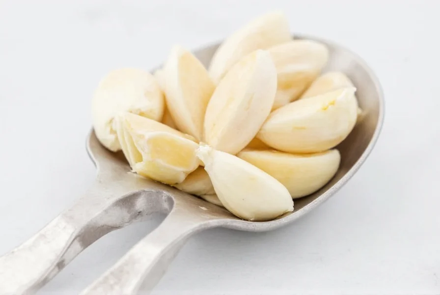 Different forms of garlic with measurement equivalents