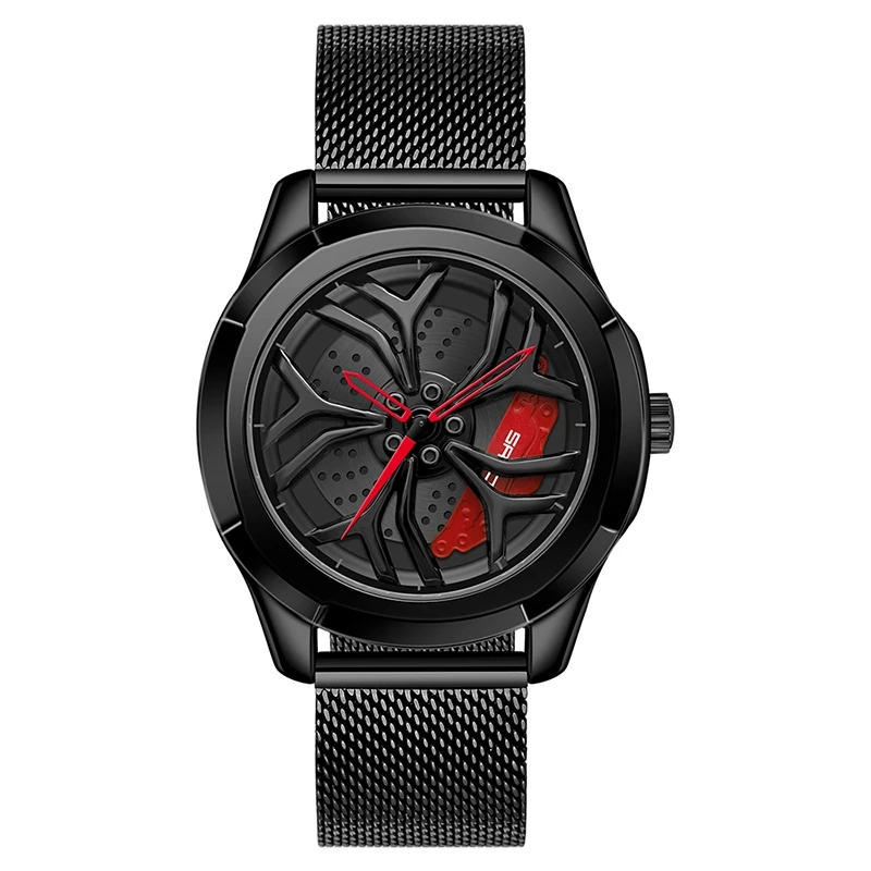 

2021 New Arrival SANDA 1065 3D Hollow Out Wheel Non-rotatable Dial Waterproof Quartz Watch Wristwatch for Men