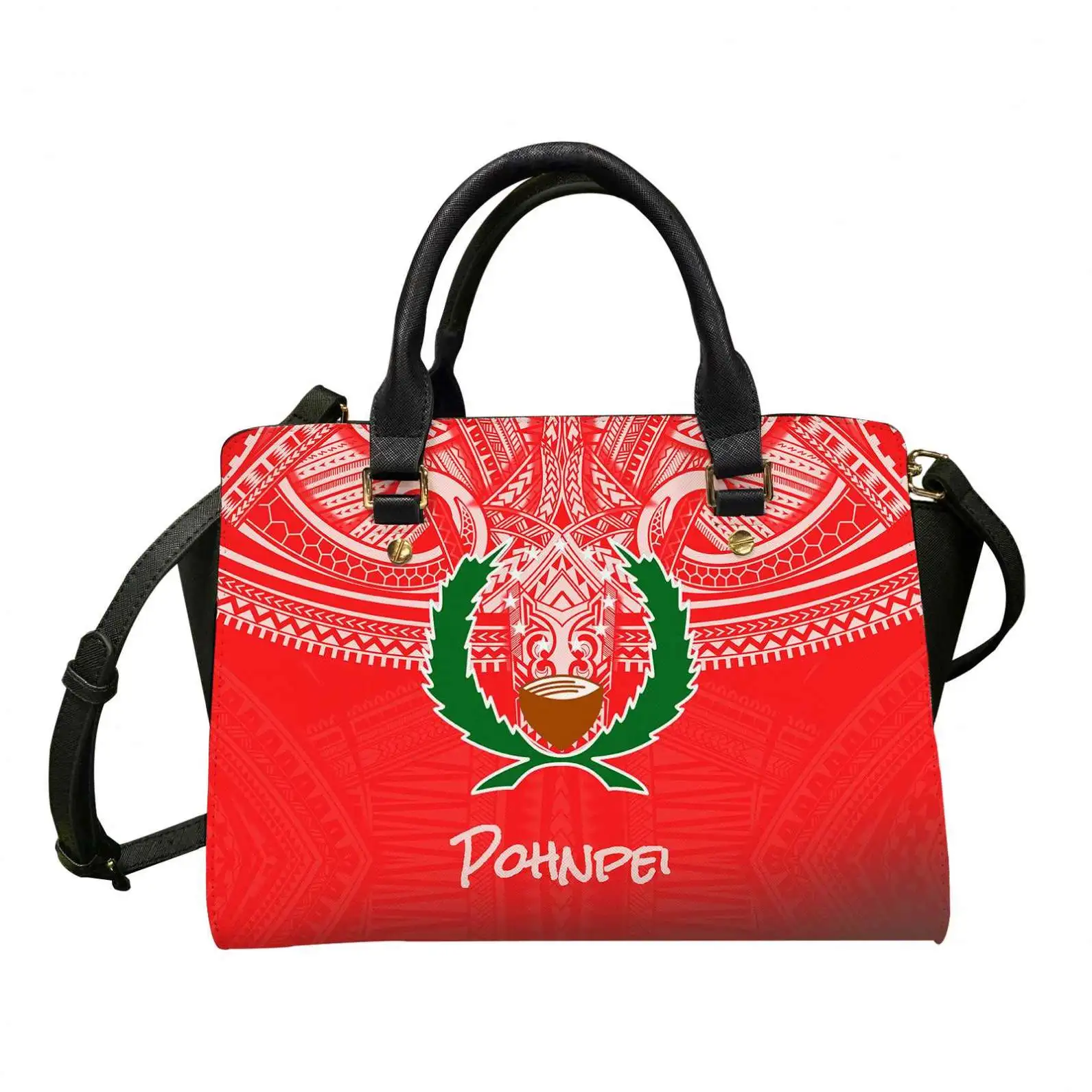 

Pohnpei Polynesian Unique Handbags for Women Red Tribal Wave Leather Purses Crossbody Top Handle Shoulder Bag Satchel Work Bag, Accept custom made