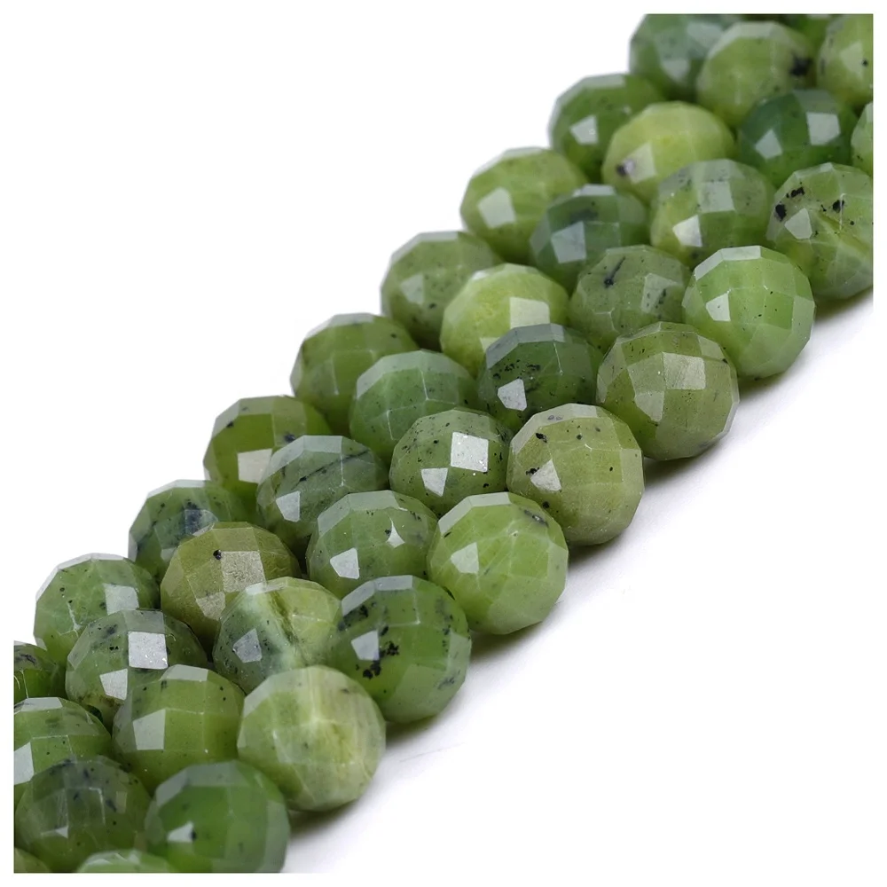 

8mm Natural Stone Canadian Green Jade Gemstone Faceted Loose Beads