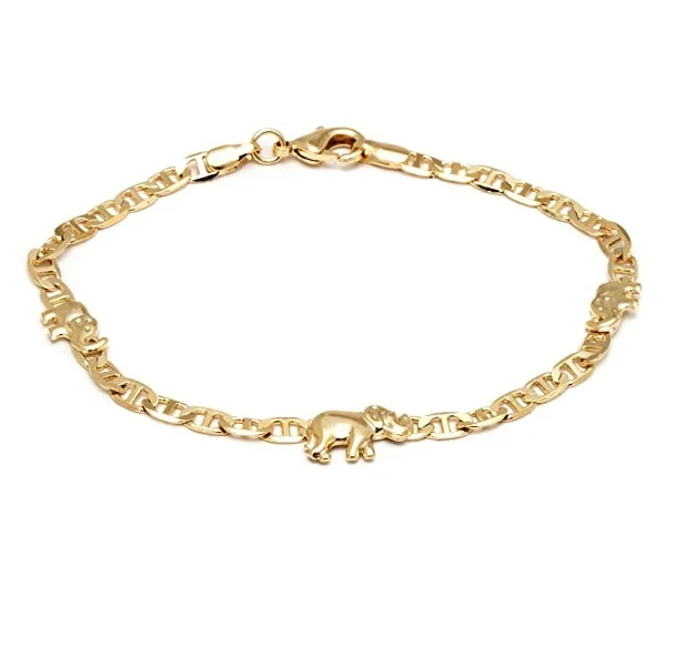 

2021 Trendy Wholesale 18K Gold Plated Fashion Flat Marina Elephant Anklet for Women and Girls, Picture shows