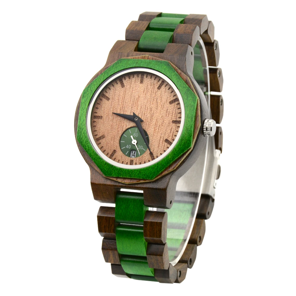 

New Style Coloring Wooden Watches with Your Logo Quality Wristwatch Green Dyed Wood Watch Dropshipping