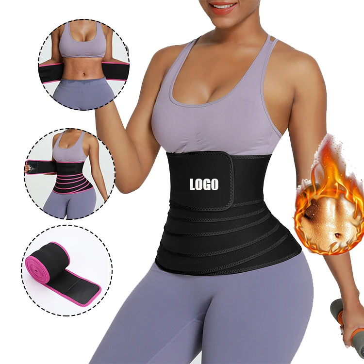 

Custom Logo Waist Band Wrap Trainer Trimmer Belt Waist Shaper Slimming With Body Shaper Slim Wrap Waist Trainer Tummy Wrap, As shown wrap waist trainer