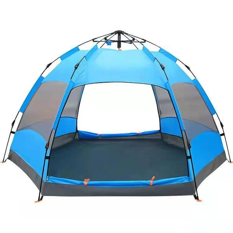 

Factory Product Easy Set Up Hexagonal Automatic Camping Outdoor Fishing Hiking Trekking Picnic Pop up Tent Beach Tent, Blue, orange