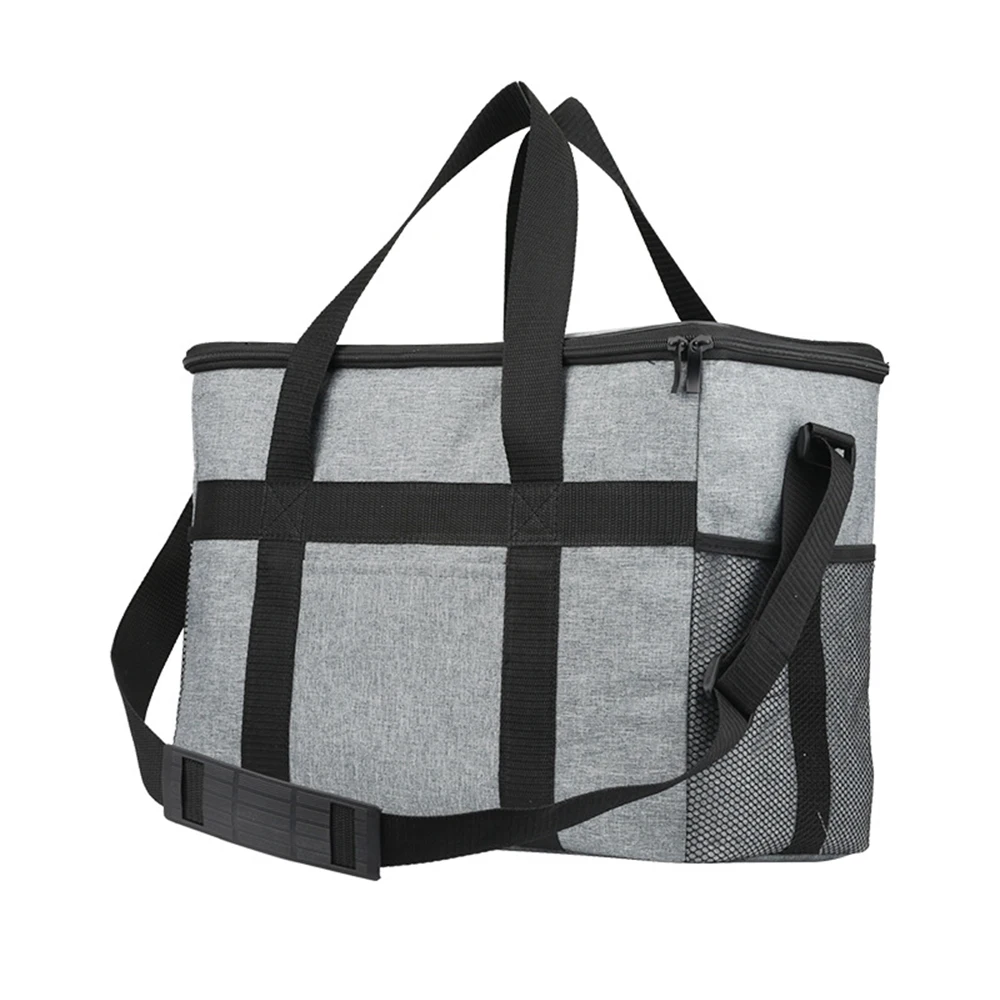 

Customized Outdoor Thermal Lunch Bag Ultra-large Capacity Shoulder Strap Picnic Cooler Bag, Gray,blue