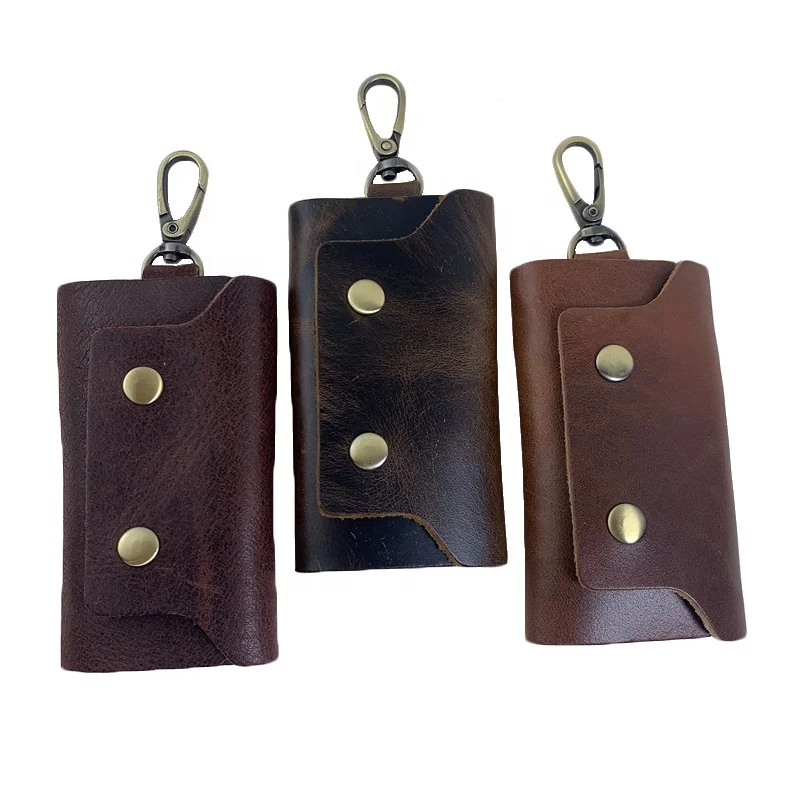 

Fashion Key Wallet Case Crazy Horse Skin Genuine Leather Key Holder Chain Men Women Wholesale