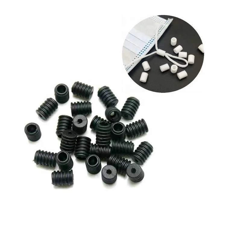 
1000Pcs Packed ForDisposable Black White Face Masking Adjustment Buckle Elastic Rope Rubber Cord Adjuster Elastic Stopper Lock 