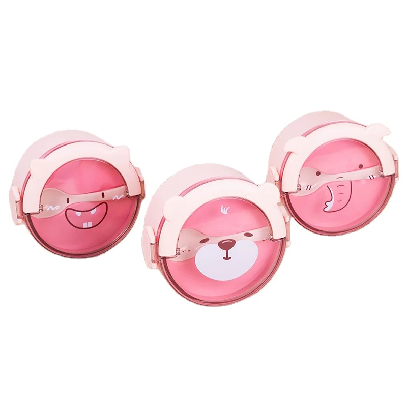 

Multi-slice circular cartoon lunch box student folding portable lunch box microwave heating