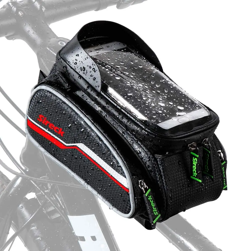 

Screen Bicycle Bike Phone Mount Bag Cycling Front Frame Top Tube Handlebar Bag bicycle top tube bag, Blue,green, red, gray