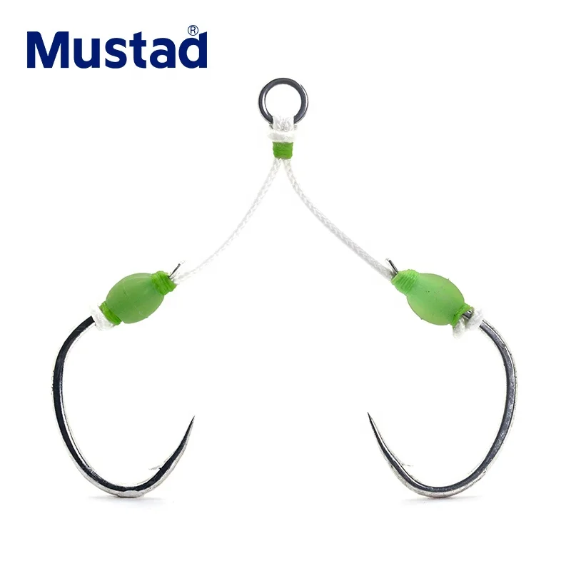 

Mustad J-ASSIST3 luminous Double Barbed String Steel Assist Jig Hook Fishing Hook, Sliver