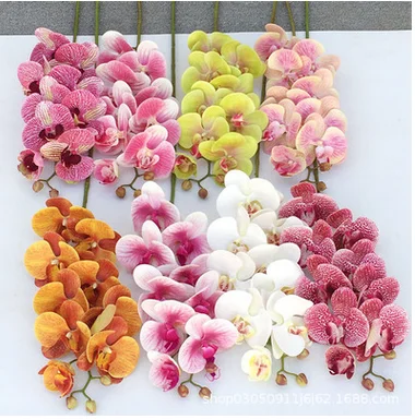 

Factory wholesale 54 colors colorful 9 heads artificial real touch latex phalaenopsis Butterfly orchid flowers on sale