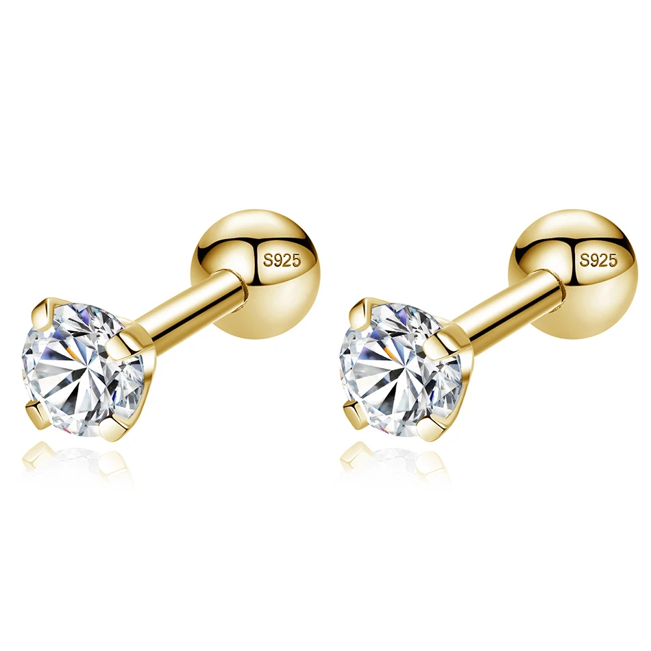 

Fashion Earrings Jewelry 925 Sterling Silver 18k Gold Plated Crystal Mini Stud Earrings For woman