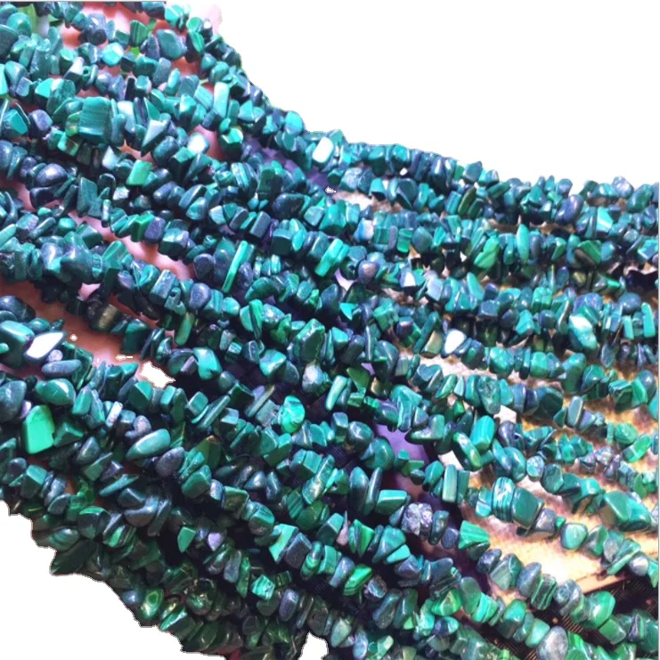 

Natural Malachite Chip Stone Beads,Irregular Gemstones Healing Crystal Loose Rocks,Hole Drilled Beads for Bracelet Making