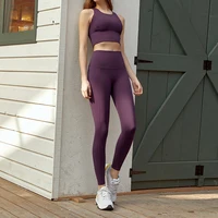 

wholesale women leggings set workout running sports wear gym 2 piece yoga set