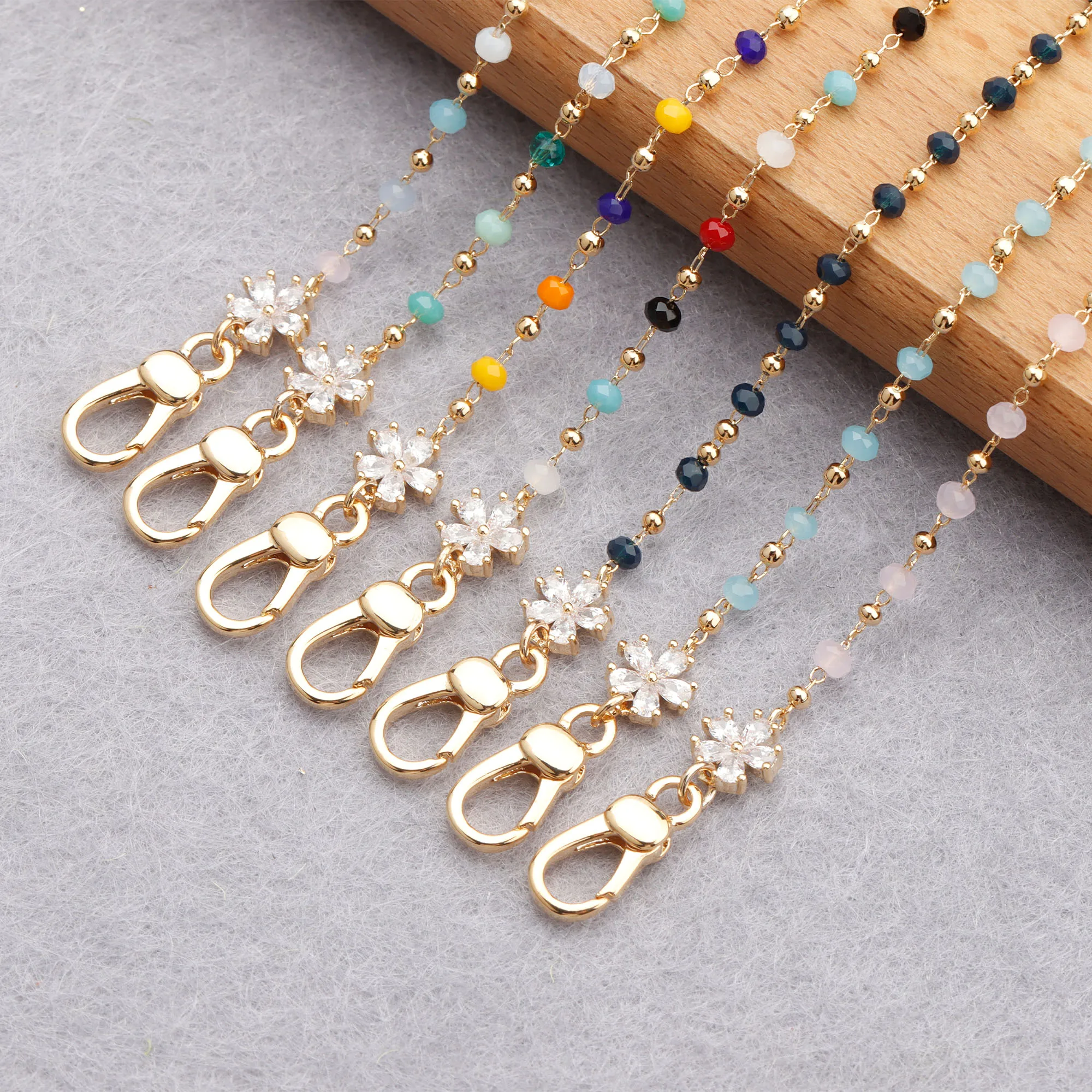 

M837 Bohemian Style 18K Gold Plated Bead Eyeglasses Chain Diy Necklace For Women Jewelry 74.5cm/pcs