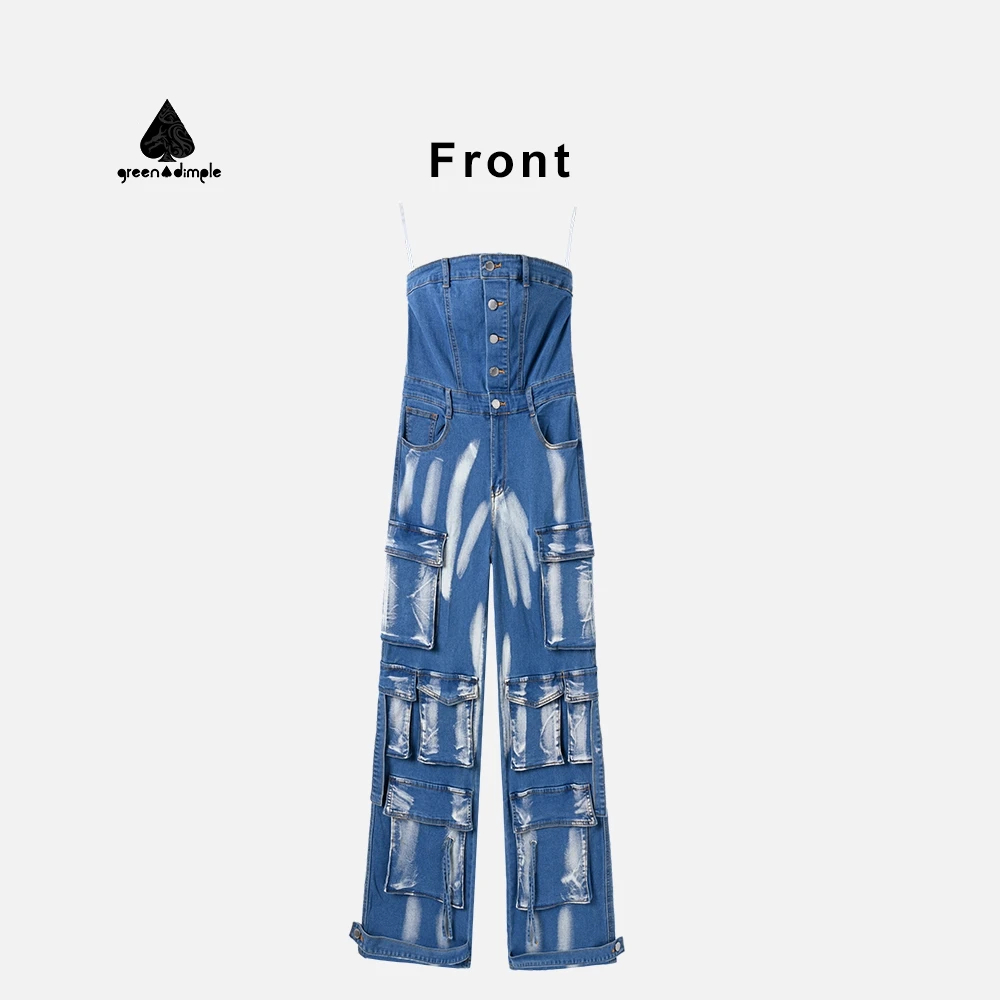 Plus Sleeveless Baggy Denim Jumpsuit