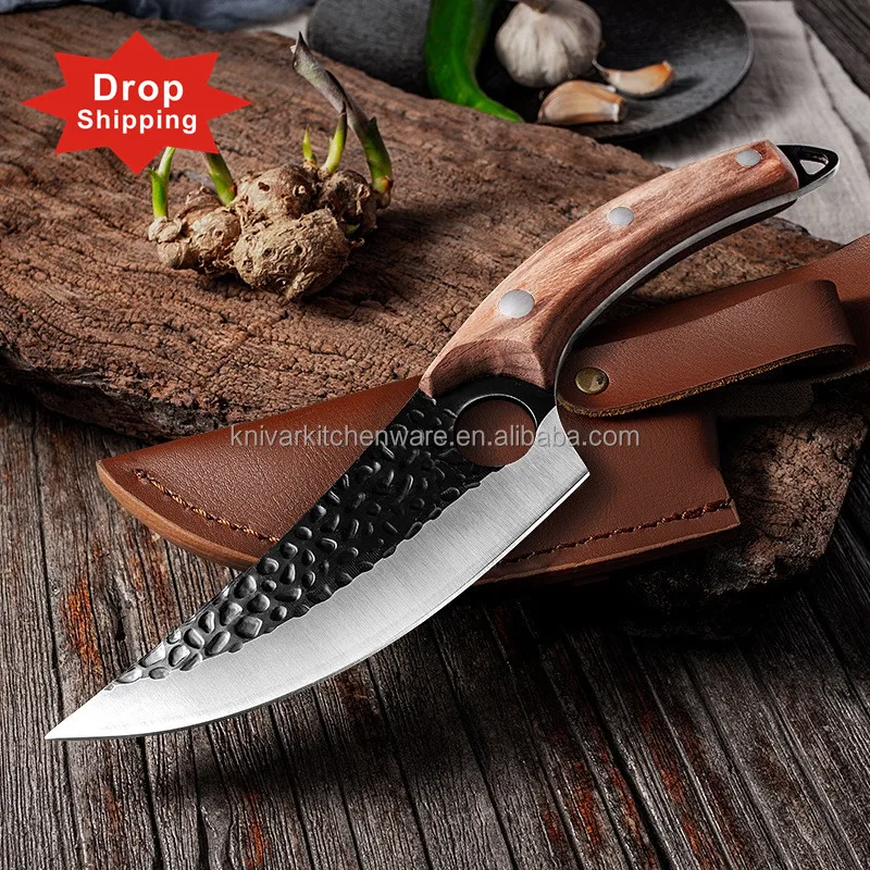 

Wholesale 6 inch high carbon steel handmade professional butcher Chopping Blocks Boning Chef cleaver knife with sheath, Silver