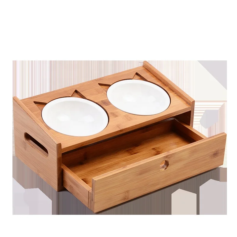 

Support for custom Bamboo Animal Bowl Protect the cervical spine Cat Bowls at home pet bowls wholesale for cats
